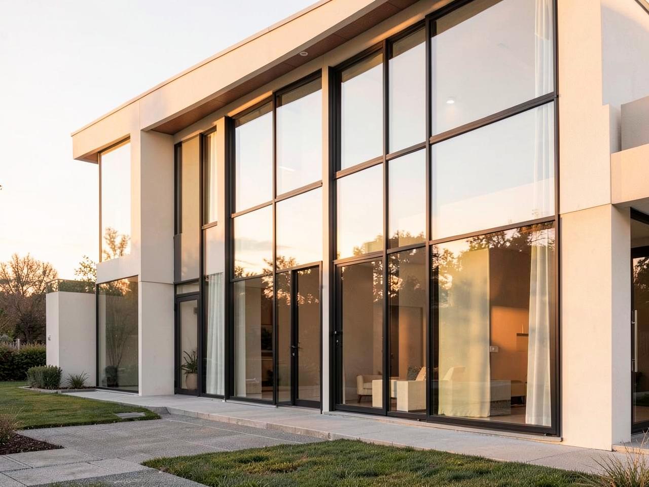 Grandes fenêtres contemporaines sur une façade rénovée